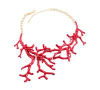 JUNNASALIKER Collier, collier avec pendentif corail rouge, chaîne de tempérament réglable longue chaîne, Alliage + peinture en aérosol