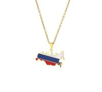 JUNNASALIKER Collier, colliers avec pendentif carte de la Russie, colliers avec drapeau russe, bijoux russes, Acier inoxydable