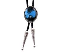 JUNNASALIKER Collier Cravate Punk Western Cowboy Bolo Cravate Pierre Cravate Accessoire Costume, bleu/noir, S-L