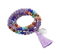JUNNASALIKER Collier de yoga avec 108 perles de prière pour la méditation et la mode, Perles en alliage de polyester