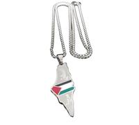 JUNNASALIKER Collier en acier inoxydable avec pendentif carte de la Palestine pour homme et femme, Acier inoxydable