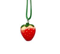 JUNNASALIKER Collier réglable avec pendentif fraise, Small, Résine