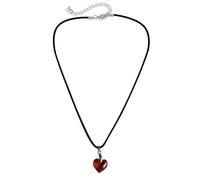 JUNNASALIKER Collier tendance avec pendentif en forme de cœur en cuir noir, cordon en cuir cristal