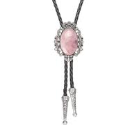 JUNNASALIKER CowboyBolo Cravate Western Cowboy Collier cravate celtique Bolo cravate western, Agate rose, S-L