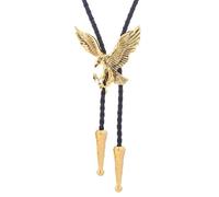 JUNNASALIKER Cravate Bolo avec boucle aigle en relief - Cravate de cowboy occidentale, Golden Smear 13, S-L