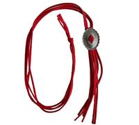 JUNNASALIKER Cravate Bolo avec pendentif fleur en métal pour homme et femme, Rouge, S-L