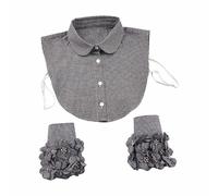 JUNNASALIKER Ensemble manchette et faux col de chemise à revers pied-de-poule, Tel que montré, S-L