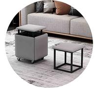 JUNNIU Magic Cube Tabourets 5 en 1 Chaise Gigogne avec Siège en Cuir et roulettes, Meubles de Maison Salle à Manger Cuisine Poufs Empilables Doux (Taille: 35x35x35 cm, Couleur: Gris Clair) Decoration