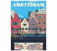 JUNOMI® Amsterdam Affiche DIN A2 | Décoration murale salon, tableau mural moderne, Pays-Bas | Sans cadre