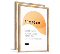 JUNOMI® Lot de 2 cadres photo en chêne de qualité supérieure - Format 30 x 40 cm - En chêne avec verre acrylique incassable
