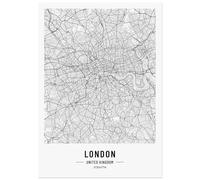 JUNOMI® Poster de Londres - 50 x 70 cm - Décoration de salon - Tableau mural moderne - Tableau mural avec cadre - Plan de la ville de Londres - Idée cadeau parfaite pour Londres