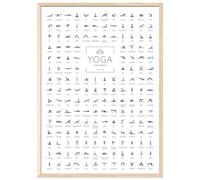 JUNOMI® Poster de Yoga 50x70 cm avec cadre couleur naturelle, accessoires de yoga pour studios et exercices à domicile, idée cadeau parfaite pour le yoga | avec cadre