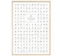 JUNOMI® Poster de Yoga DIN A2 avec cadre couleur naturelle, accessoires de yoga pour studios et exercices à domicile, idée cadeau parfaite pour le yoga | avec cadre