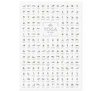JUNOMI® Poster de Yoga DIN A3 avec 168 postures et asanas, accessoires de yoga pour studios et exercices à domicile, idée cadeau parfaite pour le yoga | sans cadre