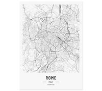 JUNOMI® Poster Rome - Décoration de salon - Format A4 - Tableau mural moderne - Sans cadre - Plan de la ville - Idée cadeau parfaite