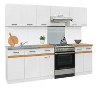 JUNONA Cuisine complète 240cm - 7 élements - Plan de travail inclus - Blanc brillant