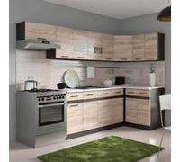 JUNONA Cuisine d angle complete et plan de travail L 3m40 Angle réversible Décor chene s