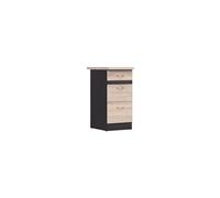 JUNONA Meuble bas de cuisine 40 cm - 3 tiroirs - Plan de travail - Chêne sonoma