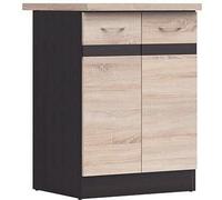 JUNONA Meuble bas de cuisine 60 cm - 2 Portes - Plan de travail - Chêne sonoma