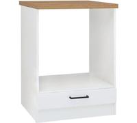 JUNONA Meuble bas four 60 cm - Plan de travail - Blanc brillant