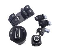 JUNPIY Interrupteur de Phare chromé + Interrupteur de rétroviseur latéral chromé, for VW, for Golf 5 6, for Jetta 5 6, for Passat B6, for Touran, for Scirocco, AMAROK Interrupteur de rétroviseur(E)