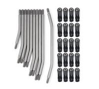 JUNPIY Jeu de maillons Non assemblés en métal, Embout de Tige ABS 1/10 RC Chenille, empattement de 324mm, for Axial, for SCX10, 30 pièces/Ensemble Biellette de Bras de Suspension