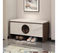 Junpllvic Banc de Rangement d'entrée avec Assise rembourrée et Compartiments de Rangement, Banc de Chevet avec étagères Amovibles, pour entrée, Couloir et Salon.