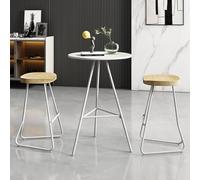 Junpllvic Ensemble de Salle à Manger de Cuisine avec Table Haute et Repose-Pieds, Style Industriel, 3 pièces, en Fer, pour pub, Bar, Bistro, café, Cuisine