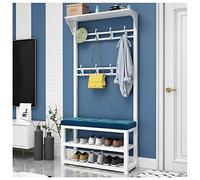 Junpllvic Porte-Manteau sur Pied avec Banc à Chaussures en éponge, Banc de Rangement pour entrée, Tabouret à Langer, étagère à vêtements 3 en 1, pour Chambre à Coucher, Bureau à Domicile.