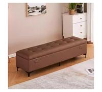 Junpllvic Pouf en Similicuir avec Rangement, Banc de Rangement rectangulaire Extra Long pour Chambre à Coucher, Pouf de Bout de lit rembourré