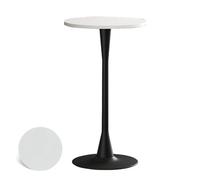 Junpllvic Table de Cocktail Circulaire, Hauteur de comptoir de 60 cm, pour Cuisine, Salle à Manger, Salon, pub, Bar, Bistro, café, Noir