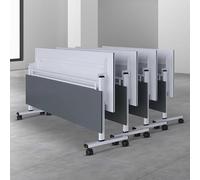 Junpllvic Table de conférence Pliante, Design Rabattable, avec roulettes, rectangulaire, modulaire, pour Bureau, Salle de conférence, Salle de Formation, 2 pièces, 140 x 65 x 75 cm