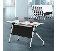 Junpllvic Table de conférence Pliante, Table de réunion Mobile à roulettes, Plateau Rabattable, 140 cm, pour Salle de Classe et de Bureau