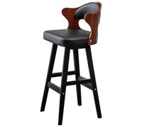 Junpllvic Tabourets de Bar, Chaise de Petit-déjeuner en Bois avec siège en Cuir, dossiers Hauts for comptoir de Cuisine, Bar à Domicile, Pieds Noirs for Salle à Manger(Black,66cm)