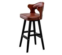Junpllvic Tabourets de Bar, Chaise de Petit-déjeuner en Bois avec siège en Cuir, dossiers Hauts for comptoir de Cuisine, Bar à Domicile, Pieds Noirs for Salle à Manger(Brown,66cm)