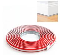 JUNRT Garniture de plinthe TPE, garniture de moulure de bande de calfeutrage flexible, corniche de bande de bordure autocollante pour mur,plans de travail, sol (12×9mm, 500cm, Argent)