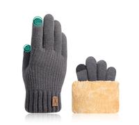JUNRUI Gants Thermiques Hiver Femme Homme, Gants Tactiles Chauds avec Doublure Polaire pour Temps Froid (Gris)
