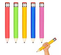 Junrvivy Lot de 5 crayons géants en bois, extra larges avec capuchon et gomme, crayons de couleur Jumbo Grip pour l'école, la maison, cadeau