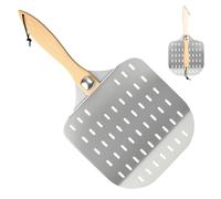 Junrvivy Pelle à pizza perforée, 30 x 60 cm, en aluminium, avec poignée pliable amovible, peu encombrante, l'assistant de cuisson parfait
