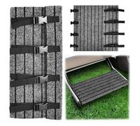 Junrvivy Tapis de sol pour camping-car, tapis d'escalier antidérapant, fermeture à boucle, tapis réglable, tapis de camping pour marchepied de camping-car, rayures bleu-gris