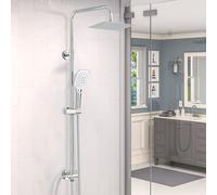 JUNSHENG Colonne de douche en acier inoxydable 304, set de douche avec douche, set de douche galvanisé (20 x 20 cm), pommeau carré, sans mélangeur thermostatique