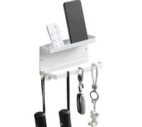 JUNSHUO Nacelle d'absorption Magnétique avec Plateau, Zonage Multifonctionnel, Organisateur Porte-Objets Murale pour Téléphone Portable Lunettes, Clés, Réveil, pour Salon, Bureau, Parapluie(Blanc)