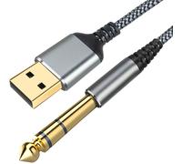 Junsky Câble audio USB vers 6,35 mm mâle vers 6,35 mm mâle pour PC, ordinateur portable, Windows, casque, haut-parleur, amplificateur (ne convient pas pour l'enregistrement, le camion, les ports TV