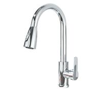 JUNSOTTOR Robinet de cuisine extensible en acier inoxydable - Mitigeur haute pression avec fonction de pulvérisation 3 voies et douchette à 360 ° - Robinet d'évier à levier haut