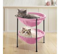 JUNSPOW Lit double pour chat - Lit respirant pour 2 chats avec 4 pieds réglables et tapis antidérapants - Hamac pour chat facile à assembler pour plusieurs chats, intérieur et extérieur, 57,9 x 47,5 x