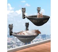 JUNSPOW Lot de 2 perchoirs de fenêtre pour chat sans fil, hamac pour chat avec design enfoncé, lit pliable et stable pour chat - Hamac de fenêtre respirant pour chat pour surveiller, bronzer et
