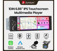 Junsun 6.86 pouces universel 1 Din Autoradio lecteur MP5 sans fil Carplay Android Auto BT SWC FM USB type-c prise Autoradio CLP4C-Rear Camera