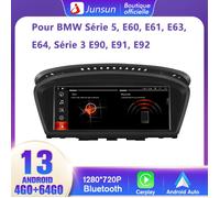Junsun 8.8'' Autoradio Android 13 4Go+64Go pour BMW Série 5 E60 E61 E63 E64 Système CCC Série 3 E90 E91 E92 Carplay Android Auto