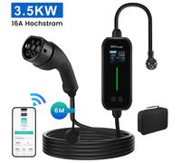 Junsun APP/WIFI EV Chargeur portable 3.5KW 6-16A Schuko 1 phase EV Câble de charge 6M Commande Courant réglable Pour Type 2 Voitures électriques