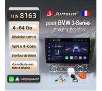 Junsun Autoradio GPS Navigation Android 13 pour BMW 3-Series E90 2005-2012 9 pouces HD 4+64GB CarPlay Android Auto WiFi Bluetooth